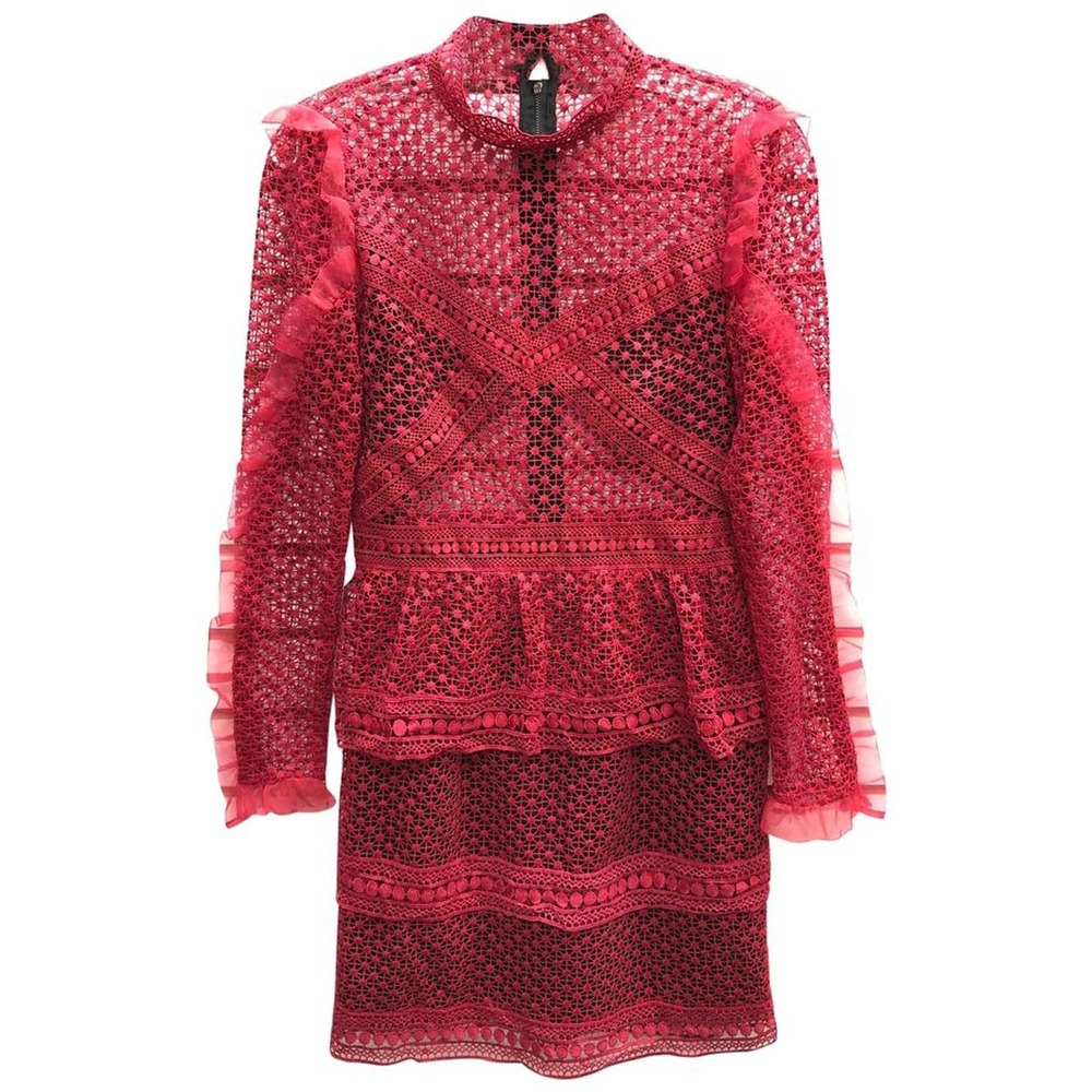 INA embroidered red cotton dress S
